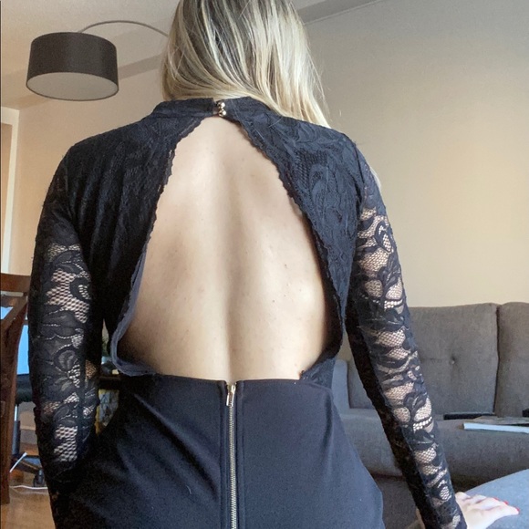 Mini black dress with too lace size S - Picture 2 of 5